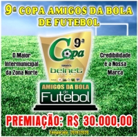 Jogos de abertura da 9ª Copa Amigos da Bola de Futebol, troféu Belnet Fibra serão amanhã (29)