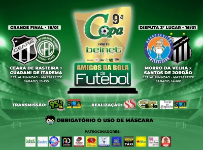 TROFÉU BELNET FIBRA: Final da 9ª Copa Amigos da Bola será em Massapê neste sábado (16)