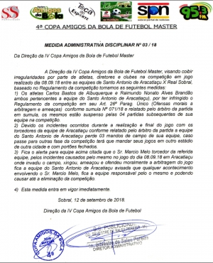 MEDIDA ADMINISTRATIVA DISCIPLINAR N°003/18