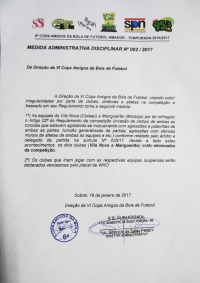 Medida administrativa N°002/17 da 6ª Copa Amigos da Bola de Futebol